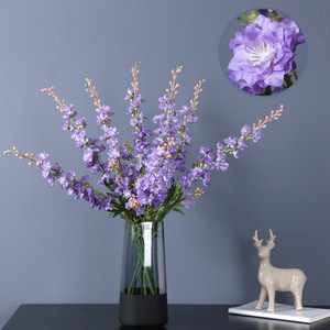 AL-8423 fiore di seta simulato giacinto volante rondine erba 2-pronged lungo ramo fiore artificiale viola - Product Image 2