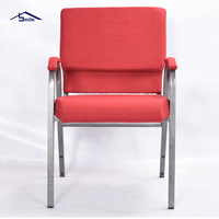 Chaises empilables d'église de théâtre usagées rembourrées en acier emboîtable avec design chinois pour le salon et l'hôtel