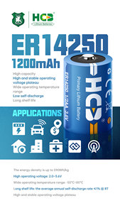 แบตเตอรี่ ER14250 hcb เพิ่มการติดตามทรัพย์สินของตัวเชื่อมต่อและป้องกันการโจรกรรม <span class=keywords><strong>LS</strong></span> <span class=keywords><strong>14250</strong></span>แบตเตอรี่ลิเธียมหลัก - Product Image 2