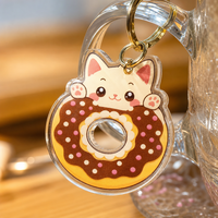 Porte-clés en plastique acrylique personnalisés imprimés en gros, breloques de dessin animé, support de pin's, époxy transparent, légers et étanches