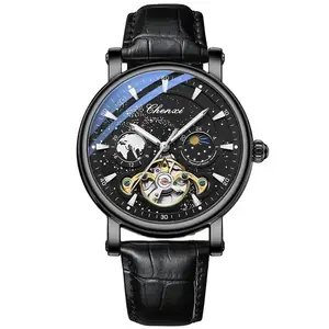 CHENXI 8872 New Fashion Automatic Mechanical Wristwatches Design Starry Sky Blue Watches Men Mechanical Watches Moon Phase Men