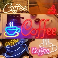 Enseigne néon acrylique avec motifs café et pâtisserie, mise en page de texte personnalisée pour la projection de marque de pâtisserie, café, ou point de vente de bubble tea