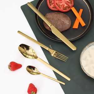 Không tốn kém thép không gỉ Flatware Bộ dao kéo vàng bạc Bao gồm muỗng ngã ba bít tết chất lượng bộ đồ ăn - Product Image 1