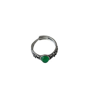 Thai <b>Silver</b> S925 <b>Sterling</b> <b>Silver</b> <b>Ring</b> With Black Agate And Green Stone Flower Design For Women Everyday Wear - Product Image 5