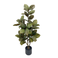 Arbre artificiel en plastique de 1,2 m (4 pieds) en gros, Ficus Elastica artificiel à feuilles vertes matures, plante en pot écologique et durable pour la maison et le bureau