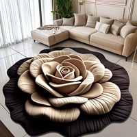 Tapis de sol 3D stéréo créatif à motif floral pour la maison, style moderne, antidérapant, pour salon, canapé, table basse, en matériau de boue de diatomées