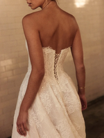 Robe de mariée Mily Bridal MHL673, style A, sans manches, bustier, taille basque, corset en dentelle