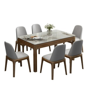 Juego de Mesa de Comedor de Madera Maciza de 6 Piezas, Muebles de Comedor Rectangulares Modernos y Minimalistas, Diseño Combinado Duradero - Product Image 4