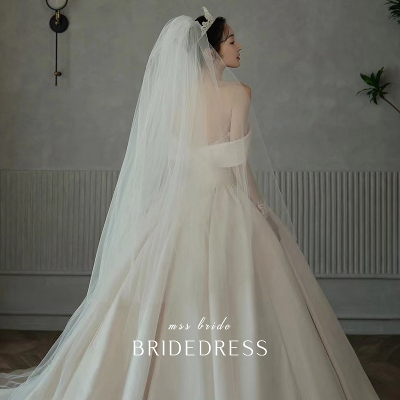 White train wedding dress