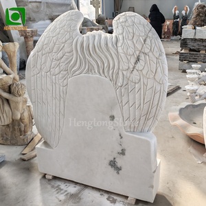 Pierre tombale en marbre blanc sculptée à la main avec un ange, utilisée dans les cimetières - Product Image 4