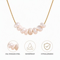 Collier en perles d'eau douce tendance, prêt à expédier, plaqué or 18 carats, en acier inoxydable, bijoux de fiançailles, vente en gros