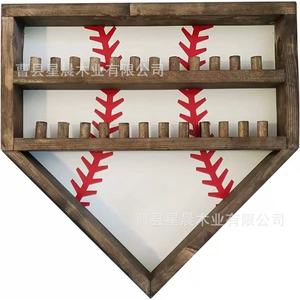 Wooden Baseball Medal <b>Display</b> Rack Triangle <b>Wall</b> Mounted Shelf For Sports Gifts And Decorations - Product Image 1