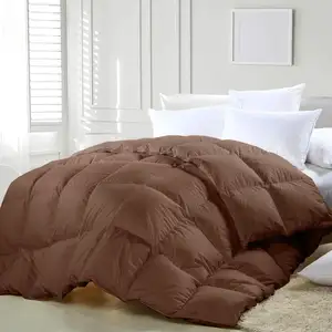 Couette en duvet de plumes marron, insert de couette en duvet chaud toutes saisons pour lit King, coque anti-duvet en coton mélangé durable D