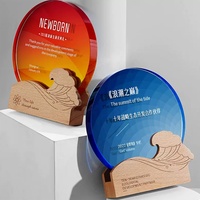Verre Trophée Base Laser Couleur Sculpté Récompenses Plaque Cube Bloc Souvenir OEM Personnalisable Cristal Thème Bois Mer Vague Animal Art