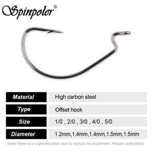 Hameçon de <span class=keywords><strong>pêche</strong></span> Spinpoler pour appâts souples, hameçon barbelé décalé en acier à haute teneur en carbone, hameçon pour vers, pour montages Texas et Carolina, eau salée - Product Image 2