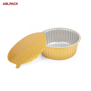 Contenants en aluminium jetables Abl 5000ml 2024 avec couvercle, design personnalisé, dorés, à paroi lisse, pour cuisson, avec logo sur mesure - Product Image 1