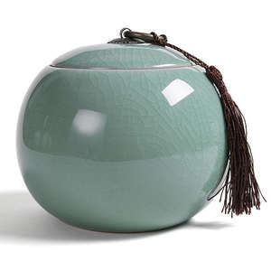 โถเซรามิกเคลือบลายแตกแบบเรียบง่าย สำหรับเก็บน้ำตาล กระป๋องเก็บชาแบบสุญญากาศ สำหรับอุปกรณ์ชา - Product Image 1