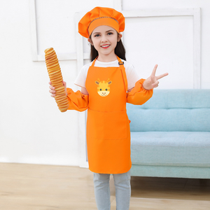 Ensemble <span class=keywords><strong>de</strong></span> <span class=keywords><strong>tablier</strong></span> <span class=keywords><strong>de</strong></span> <span class=keywords><strong>cuisine</strong></span> et chapeau <span class=keywords><strong>de</strong></span> chef réglable pour enfants, personnalisable, réutilisable et sans manches, pour la peinture - Product Image 3