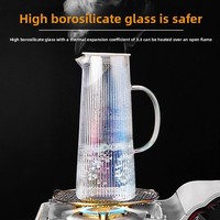 Pichet à eau froide en verre à grain vertical minimaliste 1300 ml, résistant à la chaleur