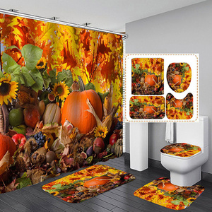 Halloween impermeabile zucca stampa semplice <span class=keywords><strong>bagno</strong></span> <span class=keywords><strong>bagno</strong></span> 4 pezzi tenda doccia con <span class=keywords><strong>tappeti</strong></span> - Product Image 5