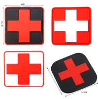 Patch 3D en caoutchouc PVC, Badge tactique en silicone pour les ambulants médicaux, Patch de drapeau de la croix rouge, emblème