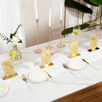 Numéros de table de mariage personnalisables en acrylique doré effet miroir avec support – Décoration de signalétique de mariage de luxe pour cadeaux promotionnels