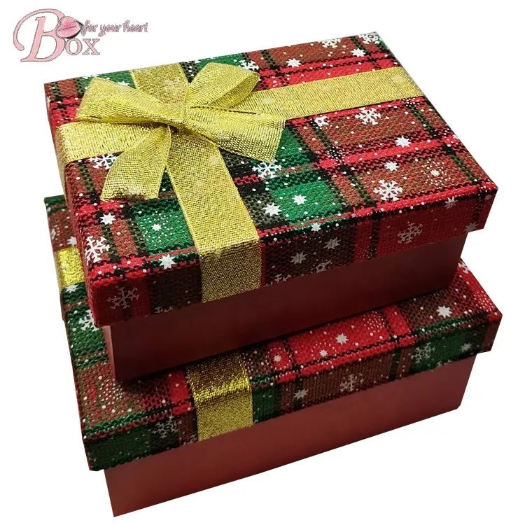 Custom Lege Verpakking Voedsel Opslag Kerst Papier Oem Logo Lint Gift Verpakt Dozen Met Stof