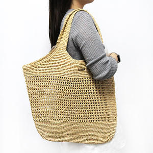Bolso de Playa de Rafia de Diseño, Bolso de Compras de Lujo para Mujer, Gran Capacidad, Estilo Hobo, con Doble Correa para el Hombro, Dos Bolsillos, Tipo Maxi Cartera - Product Image 3