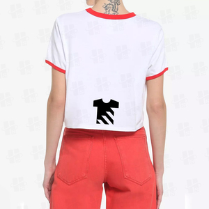 เสื้อยืดครอปแบบริงเกอร์สั่งทำขายส่ง คุณภาพสูง ผ้าคอตตอนเจอร์ซีย์ 100% ทรงบ็อกซี่ แขนสั้น เสื้อครอปผู้หญิง - Product Image 4