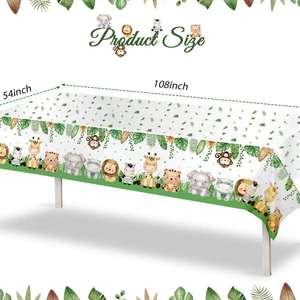 Juego de Mantel desechable estilo dibujos animados de animales de la selva vajilla de fiesta salvaje <span class=keywords><strong>para</strong></span> cumpleaños Baby Shower Ramadán y Acción de Gracias - Product Image 3