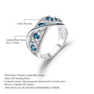 Anillo de Boda de Plata 925 con Incrustaciones de Cristal Azul Londres, Serie Vintage para Mujer, Alta Elegancia, Venta Directa de Fábrica, Disponible - Product Image 5