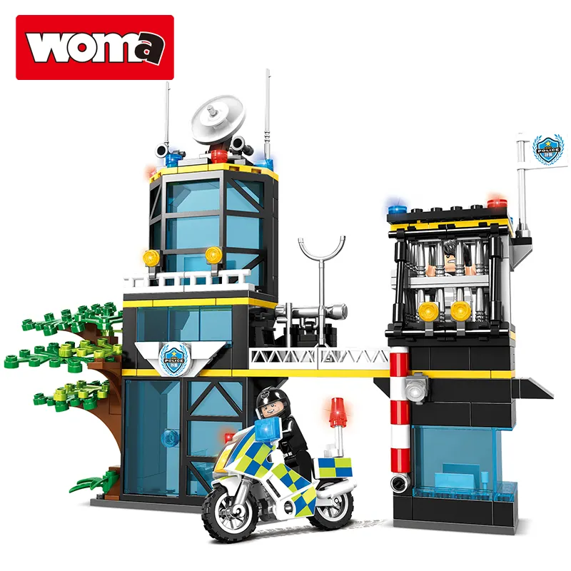 WOMA juguetes al por mayor de niños SWAT de la policía de la ciudad de la estación de las cifras de la motocicleta pequeño modelo bloques pequeño ladrillo