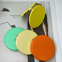 Miroir compact rond en cuir PU vierge, miroir pliant en métal, format voyage portable, cadeau d'affaires personnalisable