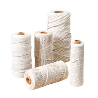 Cordon en coton naturel 100% haute résistance, doux, torsadé à 3 brins, pour macramé, artisanat DIY, décoration murale