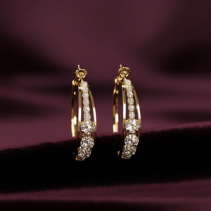 Pendientes de Aro Dorados, Chapados en Oro de 22k, con Cristales de Estrás, Estilo Clásico, Joyería para Uso Diario de Mujer - Product Image 2