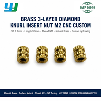 Inserts filetés en laiton à trois niveaux, moletés diamant, pour injection plastique CNC de précision, non standard, OEM