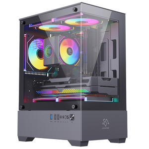 Snowman 5 người hâm mộ hiệu suất cao Gamer <span class=keywords><strong>PC</strong></span> trường hợp tùy chỉnh giữa tháp Tempered Glass MicroATX ITX khả năng tương thích Đen Nhựa Cổ - Product Image 2