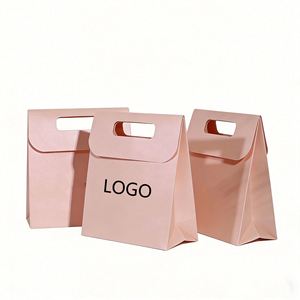 Factory Direct Customizable Pink <b>Paper</b> Gift Bag Set With Die-cut Handle Elegant Ideal for Jewelry & Gift Packaging - Product Image 2