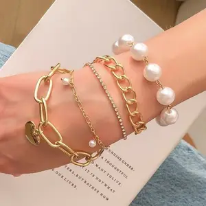 Nieuwe Collectie Overdreven Gold Filled Legering Dikke Ketting Armband Punk Fashion Charm Vormige Verstelbare Bangle Armbanden Voor Vrouwen