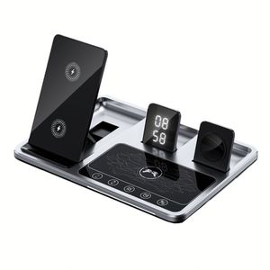 Fast Charging R11 Desktop Electric Smart Lifting 4 in 1 Phone Charger Digital Alarm Clock 15W Wireless Charger With <b>Light</b> - Product Image 1