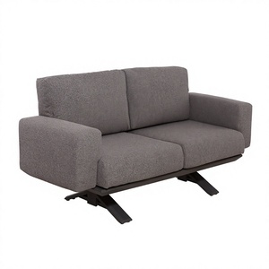 Sofá Moderno de Tres Plazas, Tapizado en Tela, Relleno de Espuma, Brazos Rectos Cuadrados, Respaldo Firme, Patas de Metal, Muebles para Sala de Estar - Product Image 1