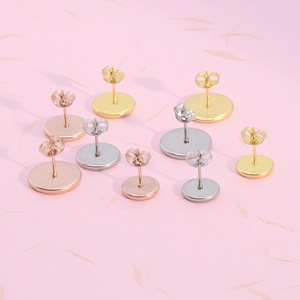 ฐานต่างหูสแตนเลสทรงกลมขนาด 8 10 12 มม. ชุบเคลือบสำหรับทำต่างหู DIY - Product Image 4
