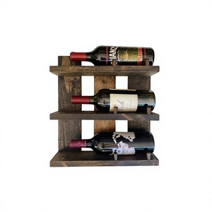 Porte-vin en pin massif à 3 niveaux, présentoir moderne, mobilier de maison, capacité inférieure à 10 bouteilles, couvercle amovible, fabriqué au Vietnam - Product Image 1