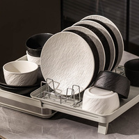 Ensemble de vaisselle en céramique à grain de pierre noire et blanche japonaise, assiette et bol, pour la maison, l'hôtel, le restaurant, les fêtes, vaisselle en porcelaine pour steak, salade, dîner