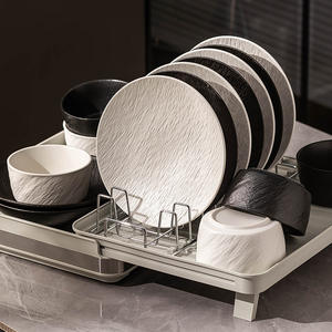 Ensemble de vaisselle en céramique à grain de pierre noire et blanche japonaise, <span class=keywords><strong>assiette</strong></span> et bol, pour la maison, l'hôtel, le restaurant, les fêtes, vaisselle en porcelaine pour steak, salade, dîner - Product Image 4