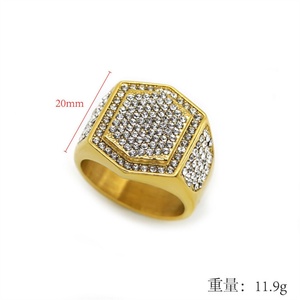 Luxury 18k Gold Plated Finger <b>Ring</b> Stainless Steel Zircon Charm Hoop <b>Rings</b> <b>Men</b> - Product Image 5