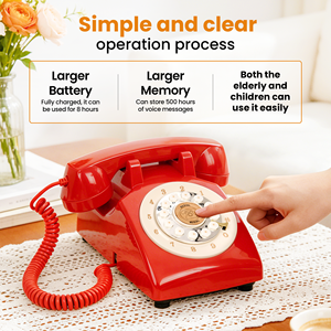 Livre d'or audio Téléphone antique au design rotatif rétro Années 60 Enregistrement 32 Go USB Rechargeable Indicateur LED Message pour mariage et fête - Product Image 1