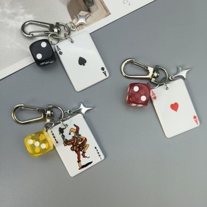 Portachiavi Stile Retrò da Casinò con Carte da Gioco e Dadi, Ciondolo a Stella a Quattro Punte con Clip, Charm per Borsa Punk Street Fashion, Regalo - Product Image 1