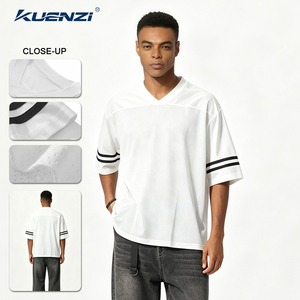 T-shirt de sport Kuenzi 100 % polyester à col en V pour hommes, style football américain, canadien et mexicain, avec maille polygonale respirante - Product Image 1