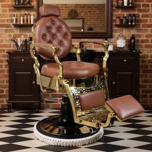 Sillón de Barbería Profesional Retro 2026, Mueble de Peluquería Resistente en Color Marrón, Blanco, Dorado, Verde y Gris - Product Image 2